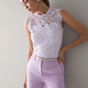 White House Black Market Sleeveless Lace Top